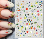 3D Butterfly & Flower Nail Art Stickers – Blue & Purple Decals for Manicure