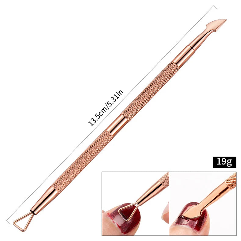 1/3pcs Double-Ended Stainless Steel Cuticle Pusher Set – Dead Skin Remover & Cuticle Scissors, 4pcs Rose Gold Manicure Tools