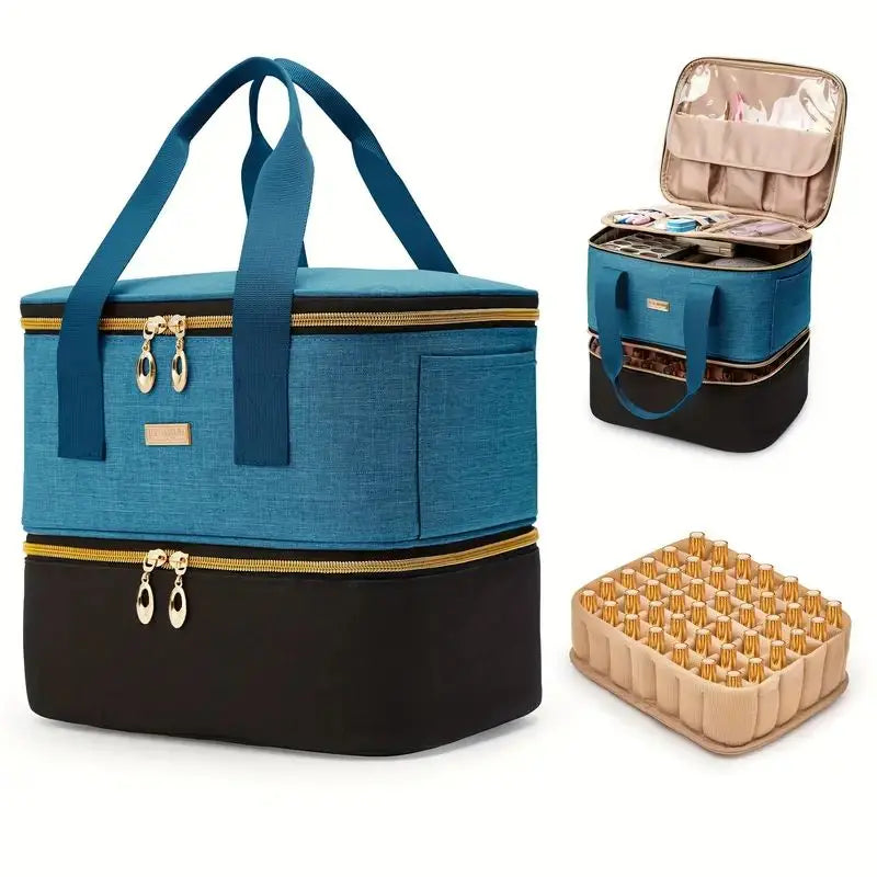 Double Layer Nail Polish Organizer Bag – Large Portable Carrying Case