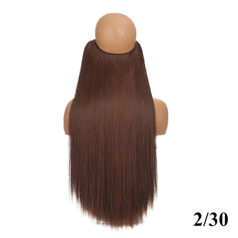 Fish Line Hair Extensions – Straight & Curly, 40/50/60cm, Daily Wear