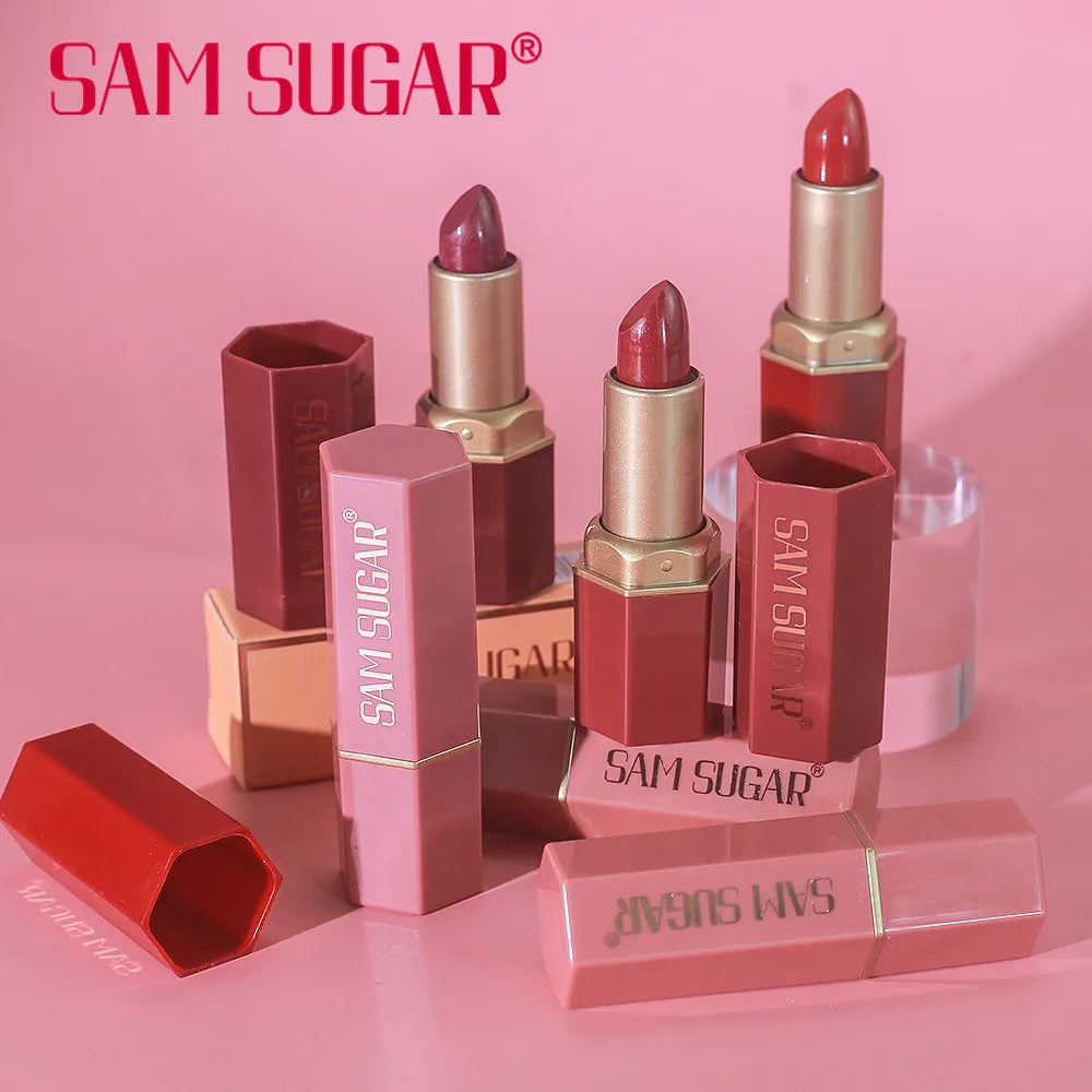 Gold Bar Matte Glitter Lipstick – 6 Colors, Velvet Texture, Valentine’s Gift