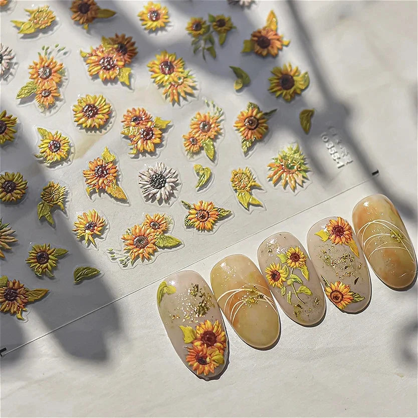 Sunflower & Autumn Harvest Nail Art Stickers