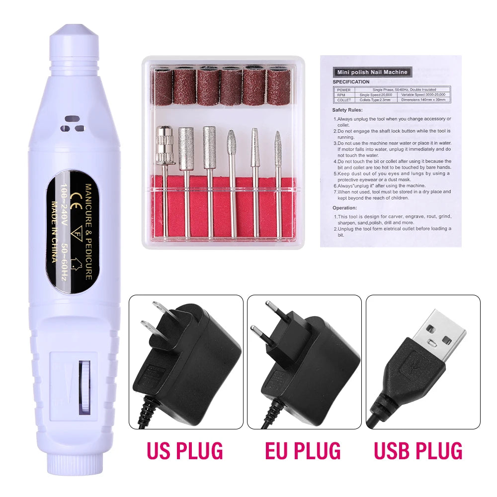 Electric Nail Drill Machine – Professional Manicure Milling Cutter & Nail Art Drill Pen for Salon Use