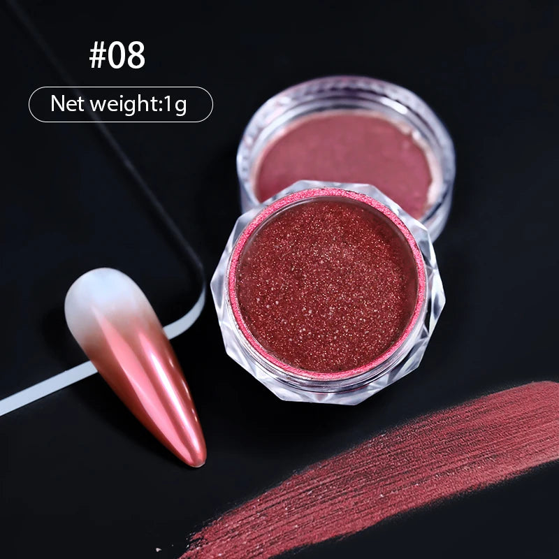 10g Gradient Pearl Nail Powder – Metallic Aurora Effect Glitter Dust for UV Gel Nail Art Decorations