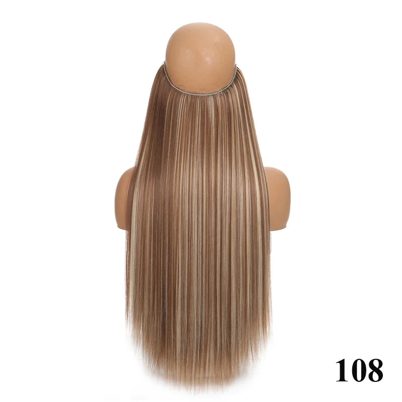 Fish Line Hair Extensions – Straight & Curly, 40/50/60cm, Daily Wear
