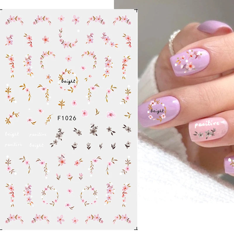 3D Floral & Butterfly Nail Art Stickers Decals