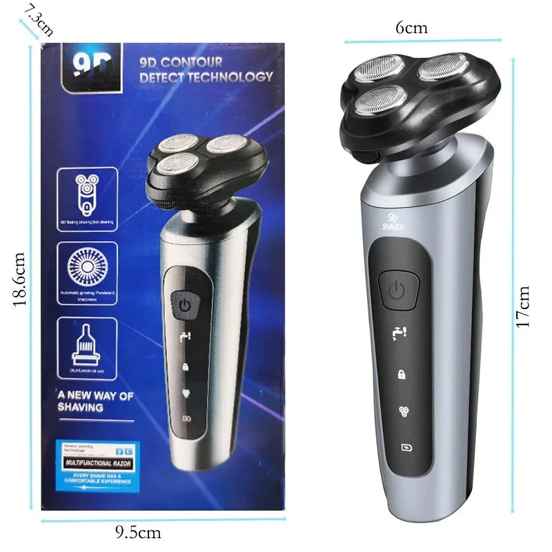 9D Electric Razor for Men – USB Rechargeable Full-Body Shaver & Beard Trimmer with Floating Head Technology