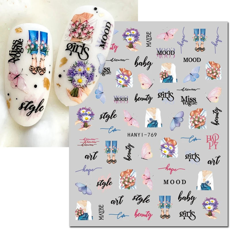3D Floral & Butterfly Nail Art Stickers