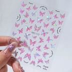 3D Aurora Shell Butterfly Nail Sticker – Pink & Purple, 8×10 cm