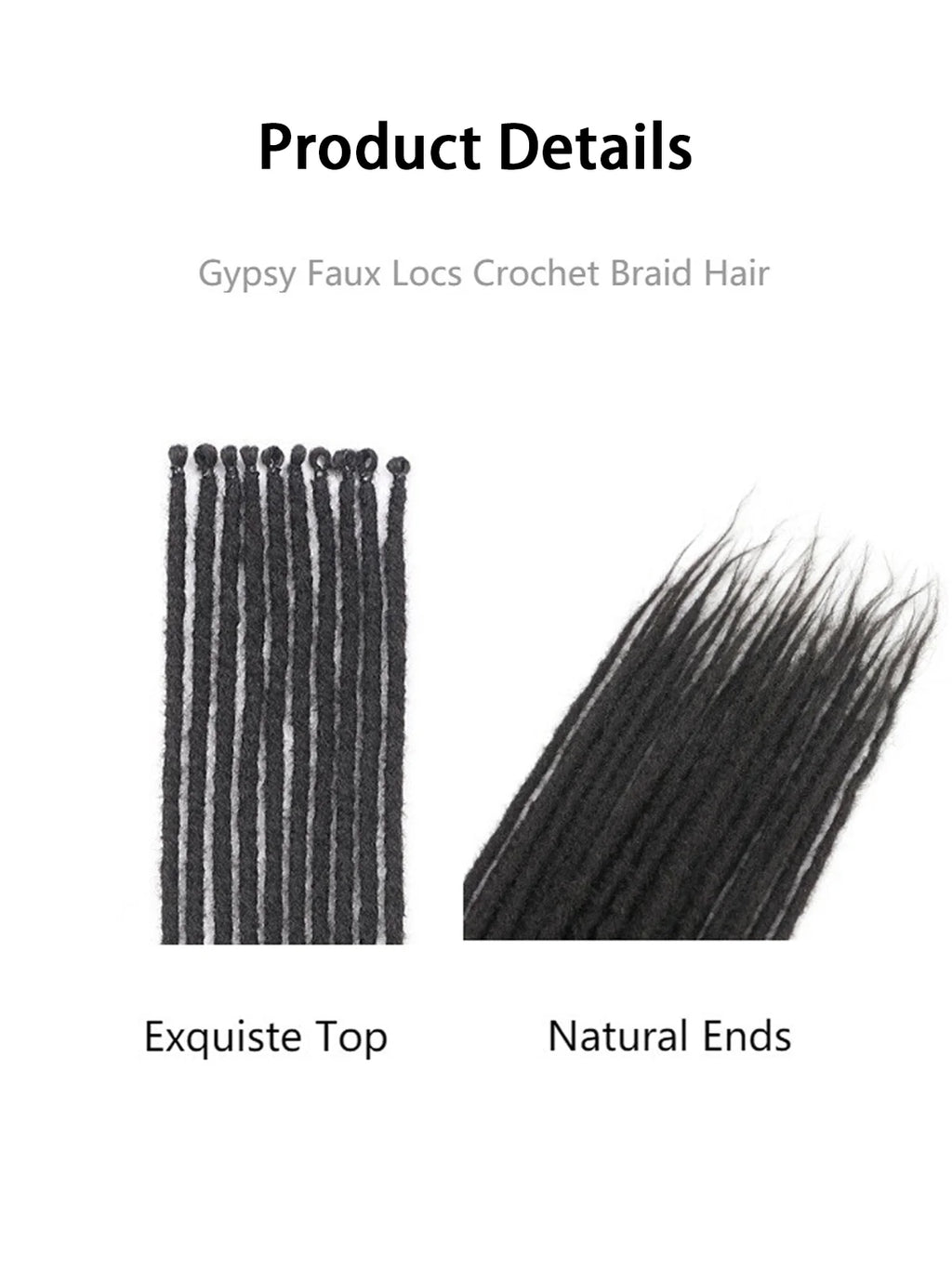24" Straight Dreadlock Clip-In Extensions – 10 Strands Soft Synthetic Hair