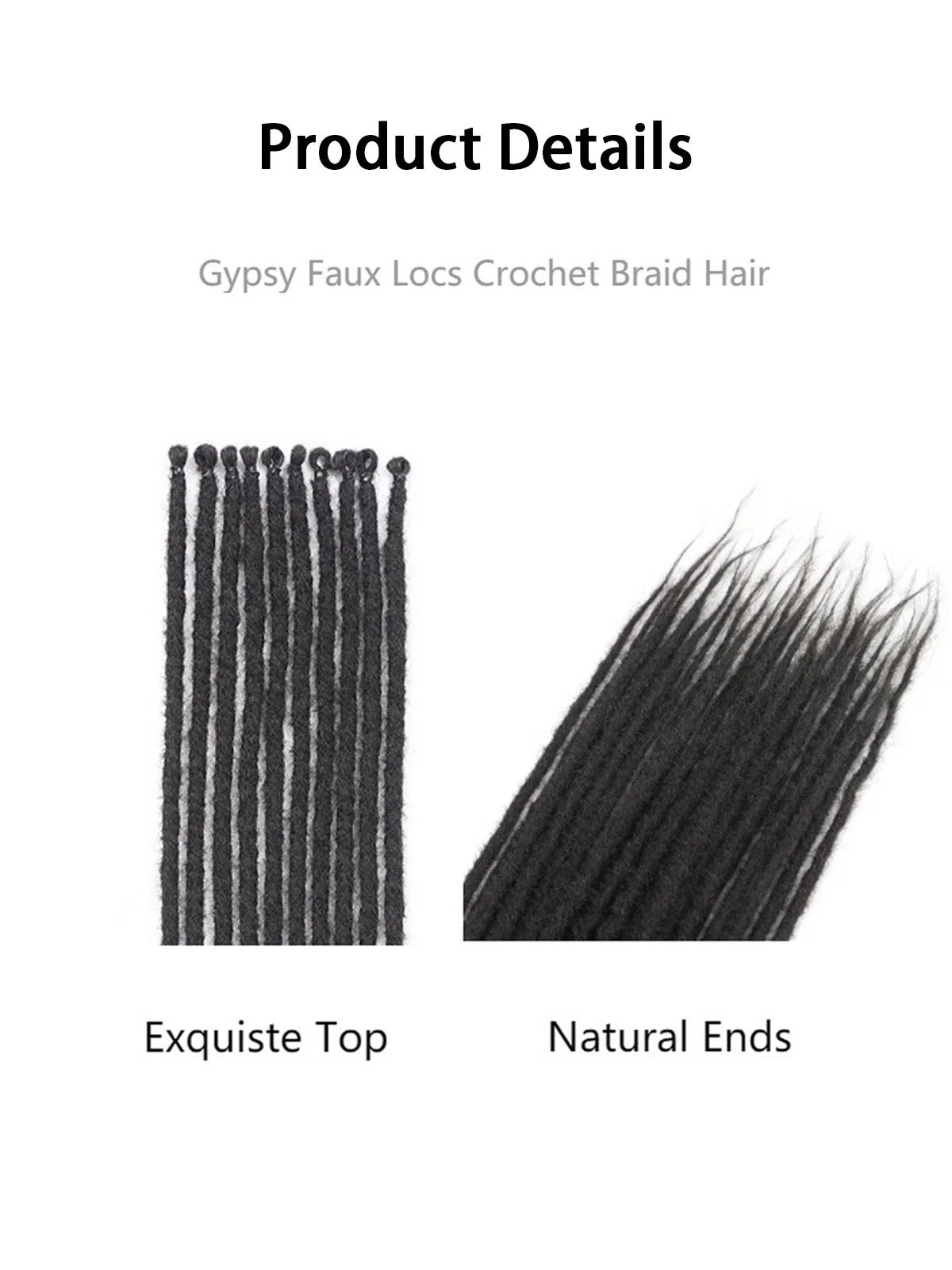 24" Straight Dreadlock Clip-In Extensions – 10 Strands Soft Synthetic Hair