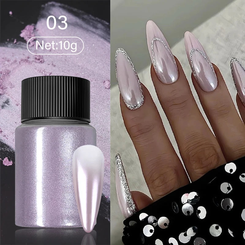 10g Gradient Pearl Nail Powder – Metallic Aurora Effect Glitter Dust for UV Gel Nail Art Decorations