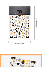 3pcs Halloween Nail Stickers – Pumpkin & Bat 3D Decals
