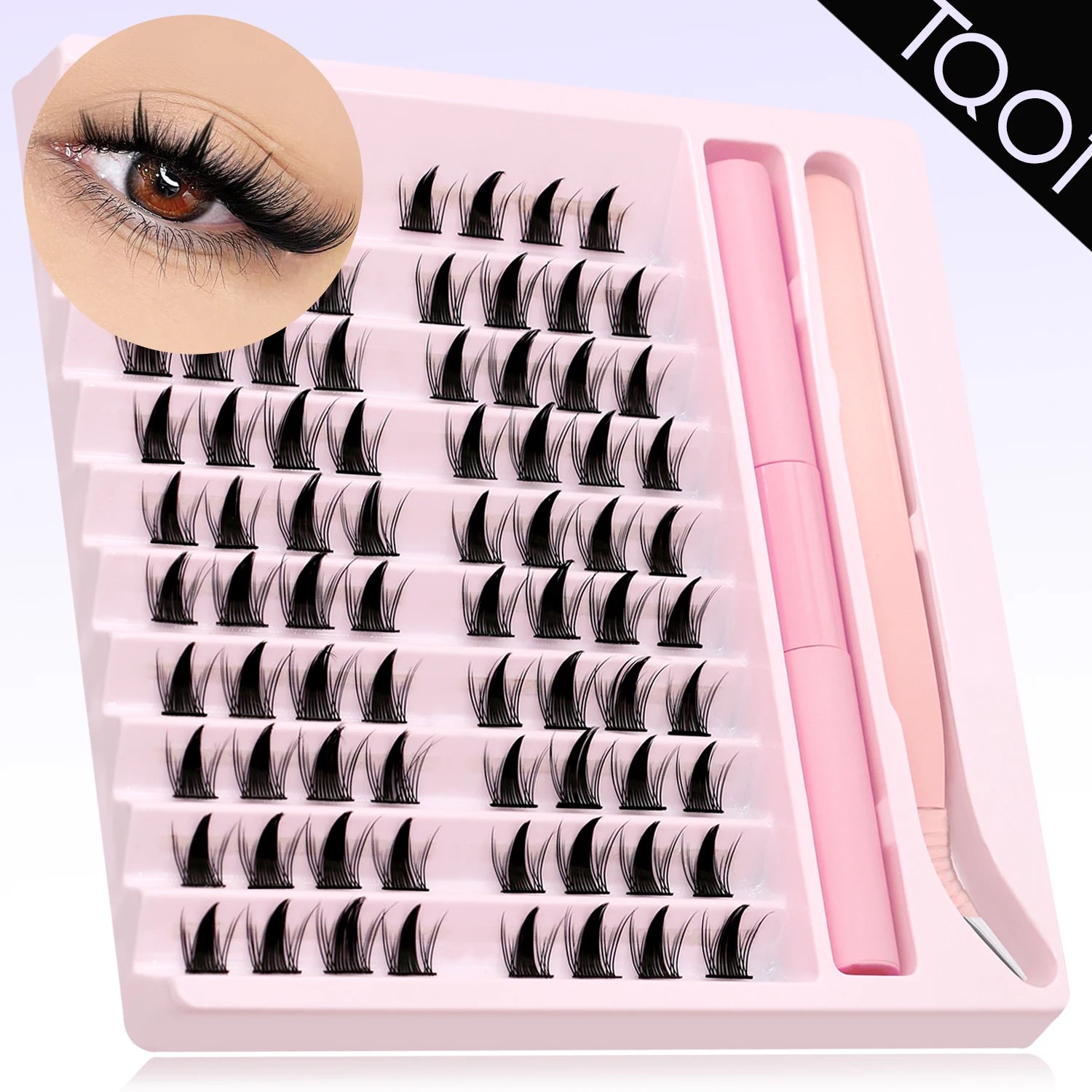 DIY Eyelash Cluster Extension Kit with Tweezers & Waterproof Lash Bond
