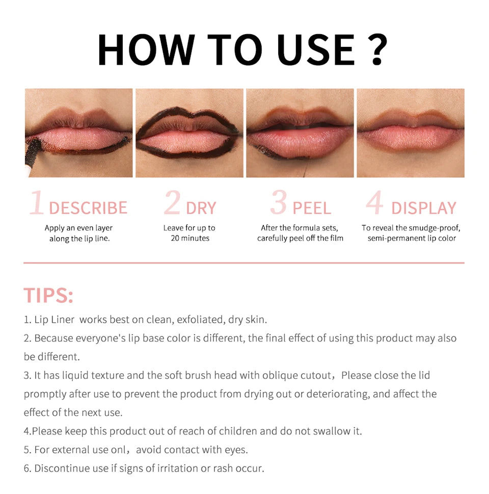 Vitamin E Waterproof Liquid Lip Liner – Long-Lasting with Hyaluronic Acid