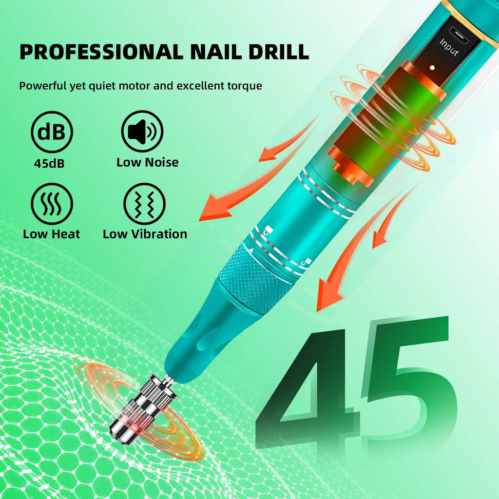 35000 RPM Cordless Electric Nail Drill Machine – Rechargeable Nail Drill Pen for Gel Polishing & Salon-Quality Nail Care