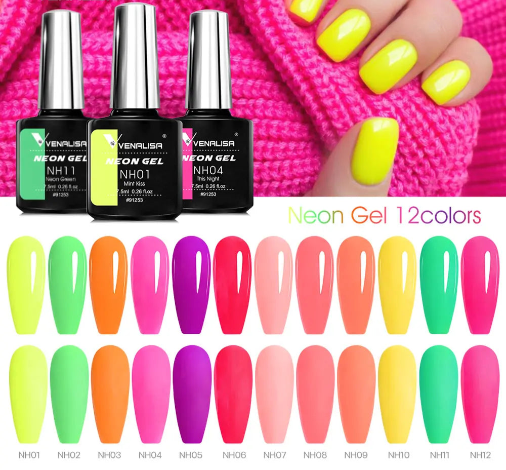 Neon Gel Nail Polish 7.5ml – UV/LED Soak Off Summer Colors