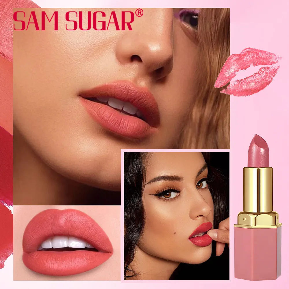 Gold Bar Matte Glitter Lipstick – 6 Colors, Velvet Texture, Valentine’s Gift