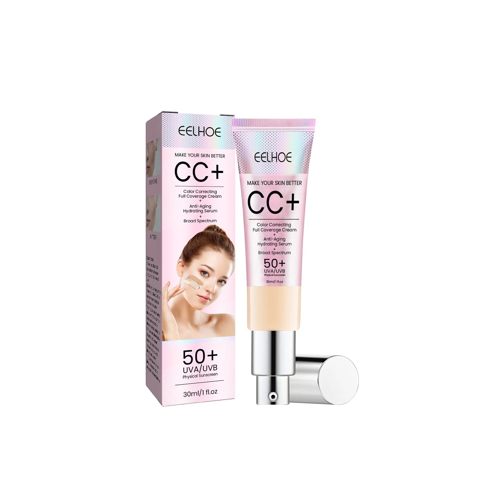 CC+ Cream Foundation – SPF 50+ Whitening & Moisturizing Korean Makeup