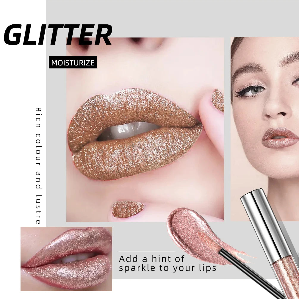 Diamond Liquid Lipstick – 6 Colors, Long-Lasting Waterproof Gloss
