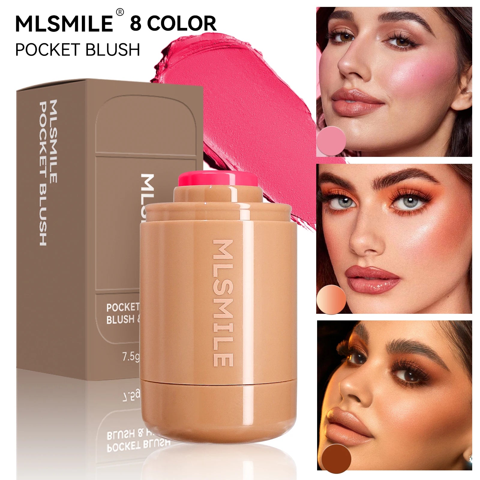 Natural Matte Blush Makeup – Waterproof, Long-Lasting, Moisturizing & Lightweight Blendable Highlight Blush