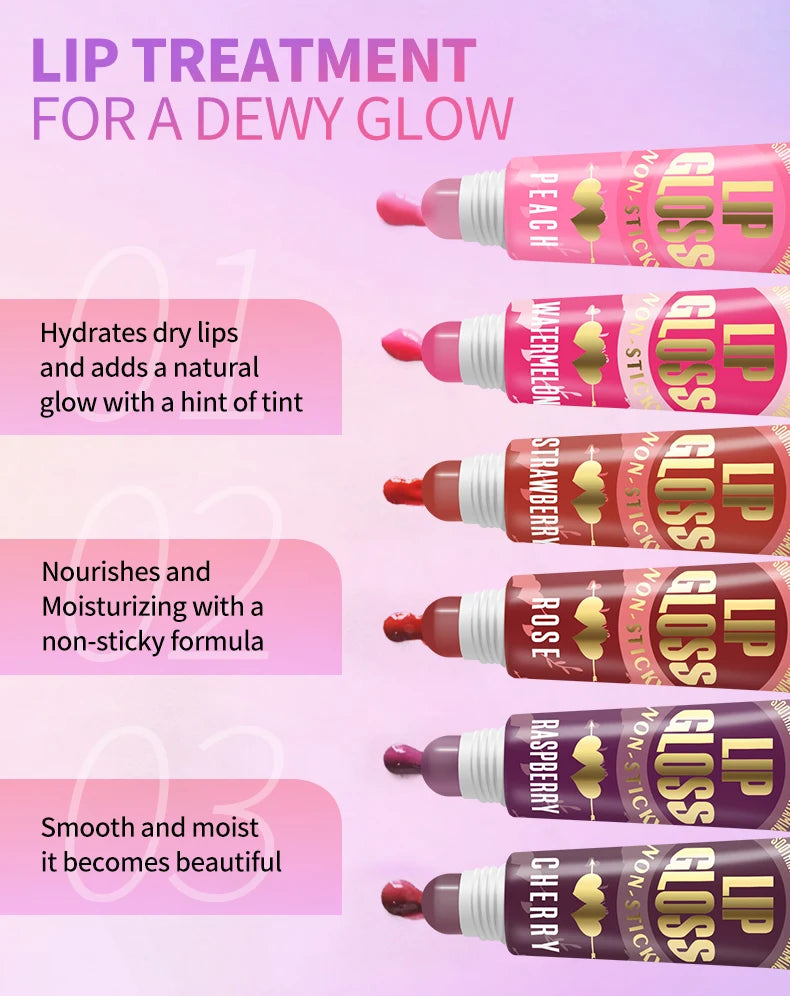 6-Piece Moisturizing Lip Oil Set – Long-Lasting Gloss, Travel-Friendly Gift