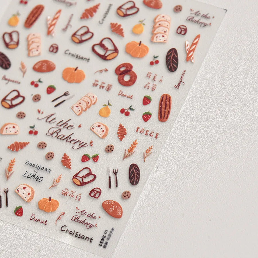 Autumn Maple & Ginkgo 5D Nail Art Stickers – Pumpkins, Ladybugs & Mushrooms