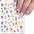 3D Butterfly & Flower Nail Art Stickers – Blue & Purple Decals for Manicure