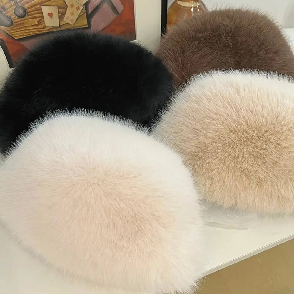 Women’s Faux Fox Fur Winter Hat – Warm Snow Ski Cap, Windproof Russian Style Ear Warmer Bonnet