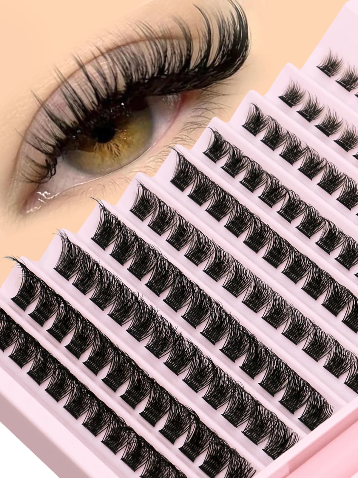 DIY Eyelash Cluster Extension Kit with Tweezers & Waterproof Lash Bond