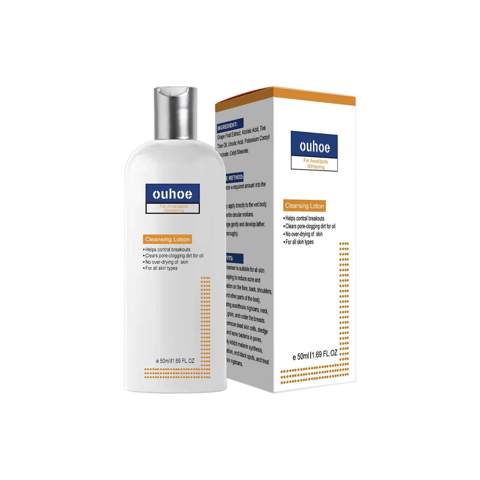 Whitening Facial Cleanser – Fades Dark Spots, Reduces Melasma, Brightens & Smooths Skin, Anti-Acne & Moisturizing Care