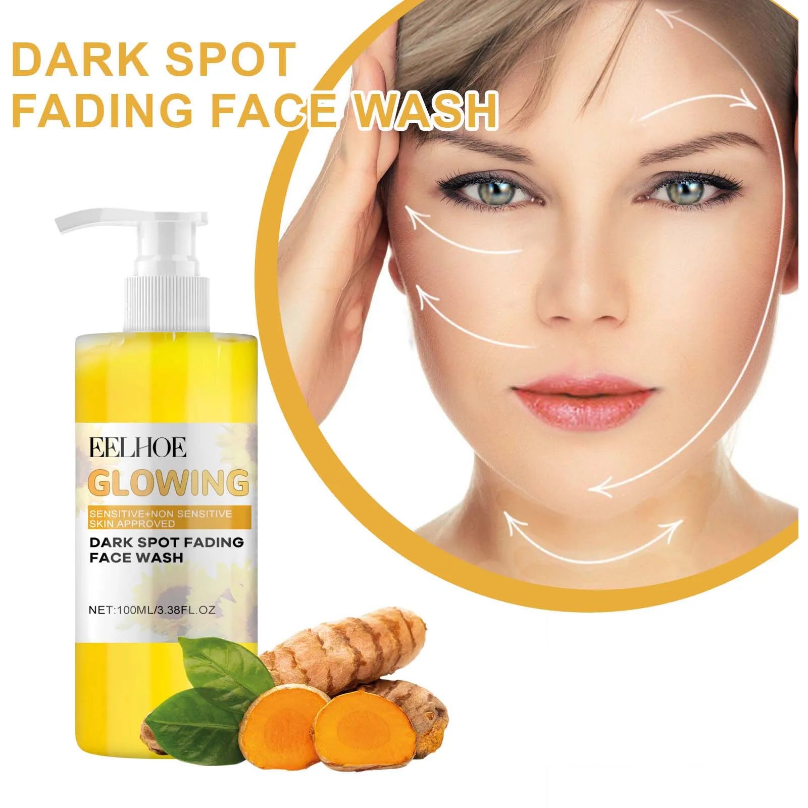 Turmeric Brightening Cleanser – Deep-Cleansing, Makeup-Removing, Refreshing Facial Wash with Natural Skincare Formula