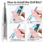45,000 RPM Rechargeable Electric Nail Drill Machine – Portable Nail File Kit with Nail Mill Cutter Sets & Drill Bits