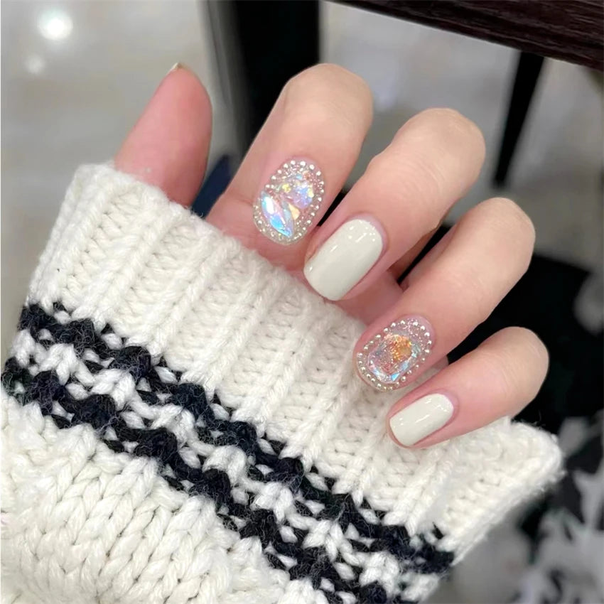 24Pc Leopard Chain Ballerina Press-On False Nails – Full Cover Reusable Tips