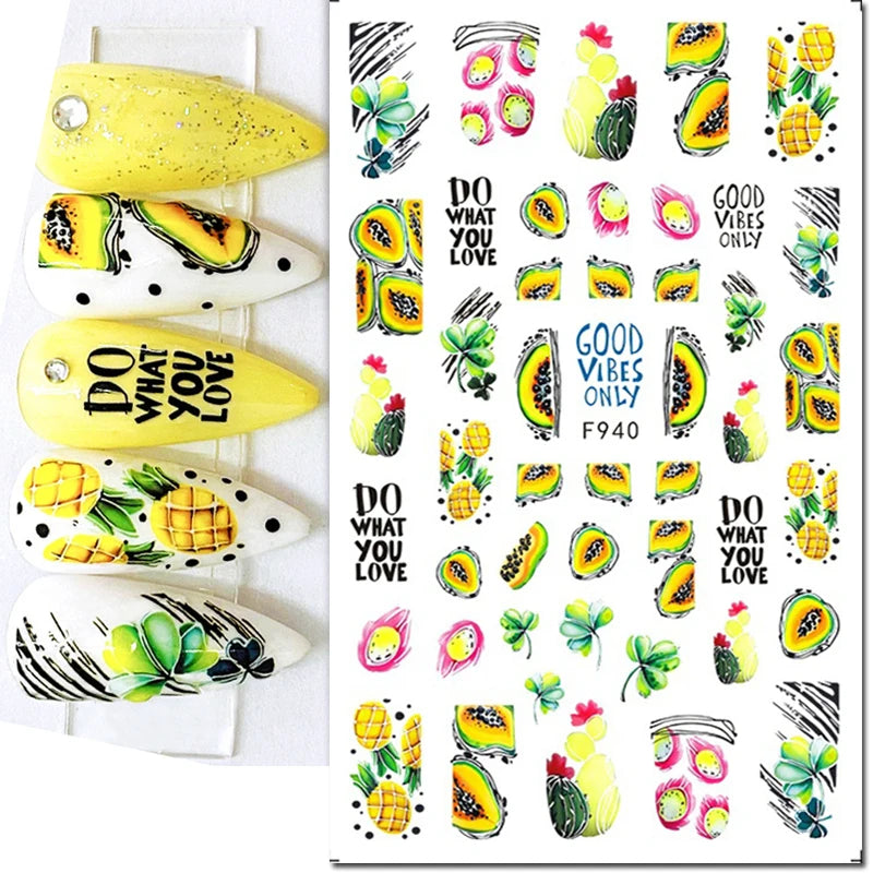 3D Floral & Butterfly Nail Art Stickers Decals