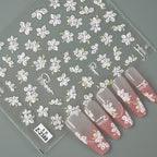 5D Spring Flower Nail Stickers – Embossed Floral Manicure Decals