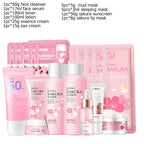 Japan Sakura Facial Cleaner Korean Face Serum Exfoliating Peeling Gel Moisturize Toner Eye Cream Sunscreen Cosmetic SkinCare Set