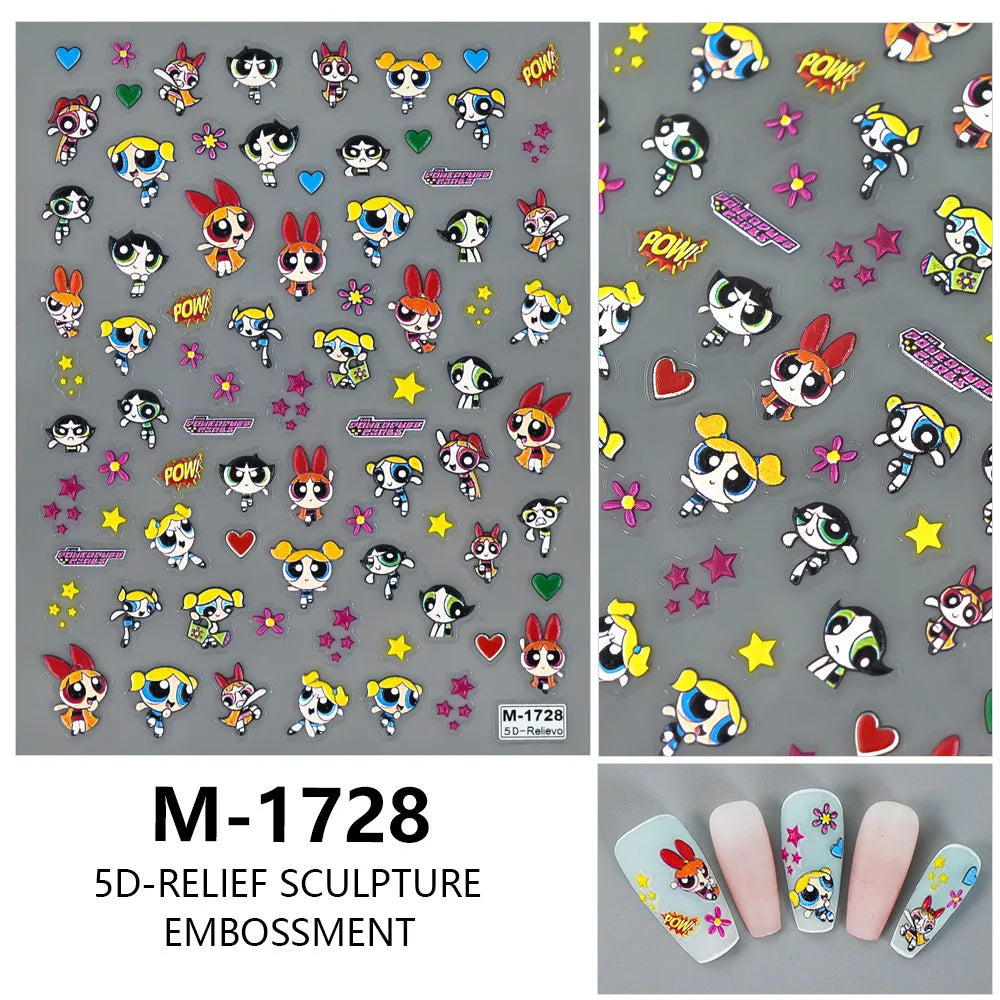 Kawaii Powerpuff Girls Nail Stickers – Cartoon Anime Nail Decals