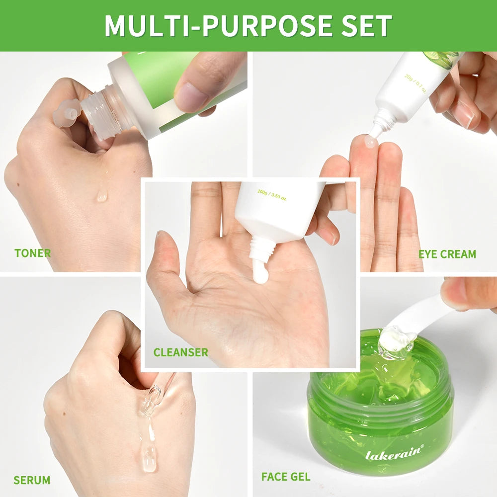 Aloe Vera Skin Care Set – Cleanser, Toner, Serum & Lip Balm (6 pcs) | Deep Hydration & Smooth Skin