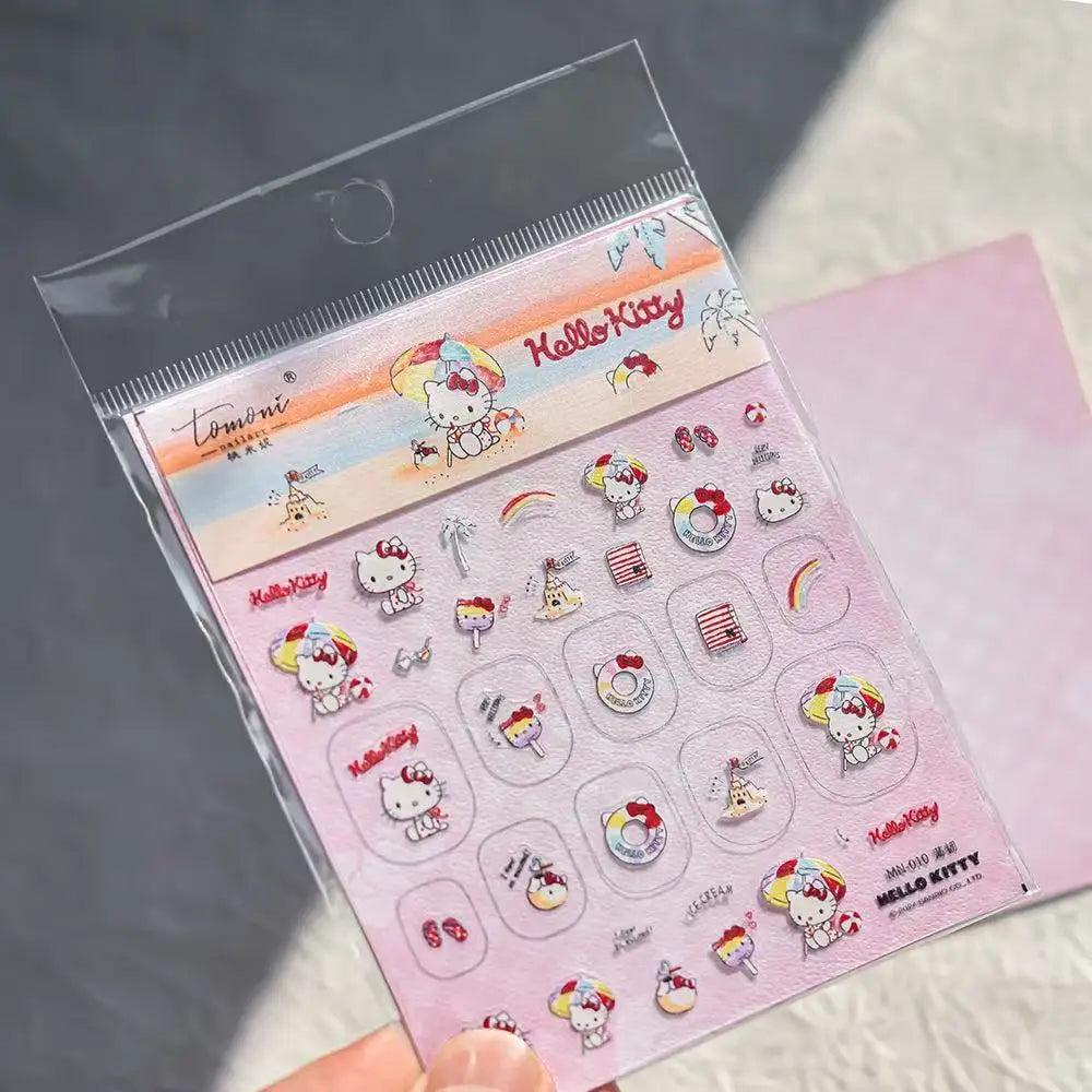 Sanrio Hello Kitty Nail Stickers – Kawaii Rainbow Cartoon Decals