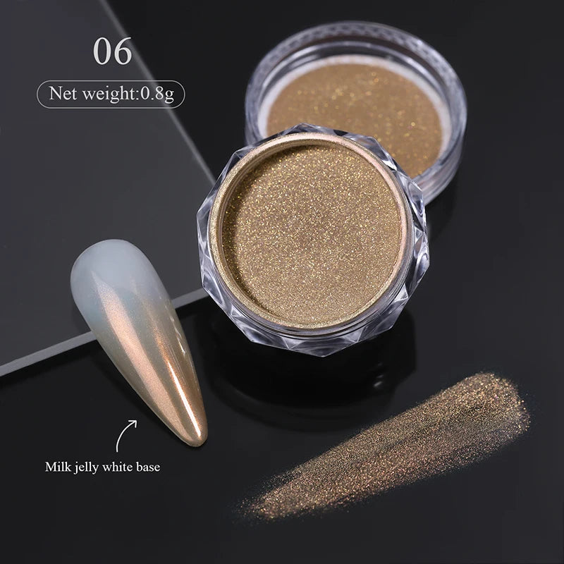 10g Gradient Pearl Nail Powder – Metallic Aurora Effect Glitter Dust for UV Gel Nail Art Decorations