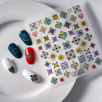 5D Bohemian Nail Stickers – Hand-Painted Ethnic Baroque Decals