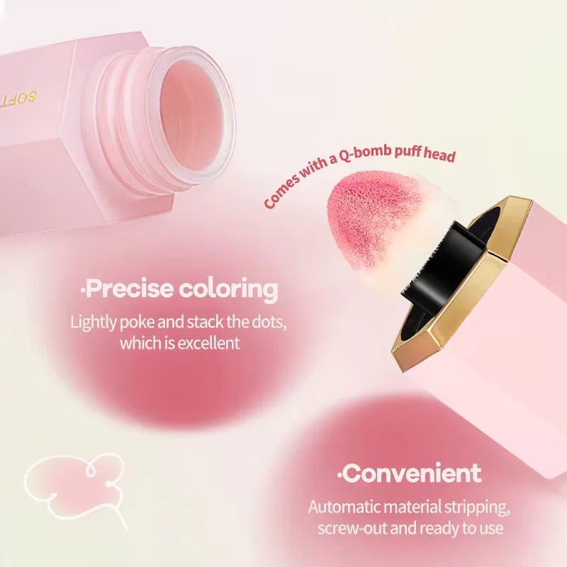 3-Color Matte Waterproof Powder Blusher with Sponge Brush