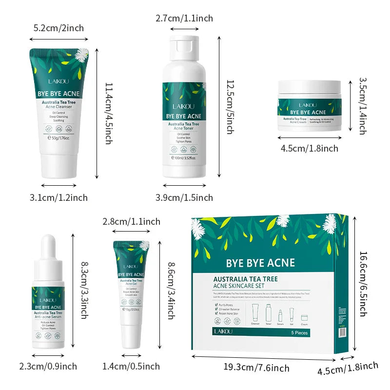 Tea Tree Skincare Kit – Complete 5-Step Facial Set with Cleanser, Toner, Serum, Gel & Cream