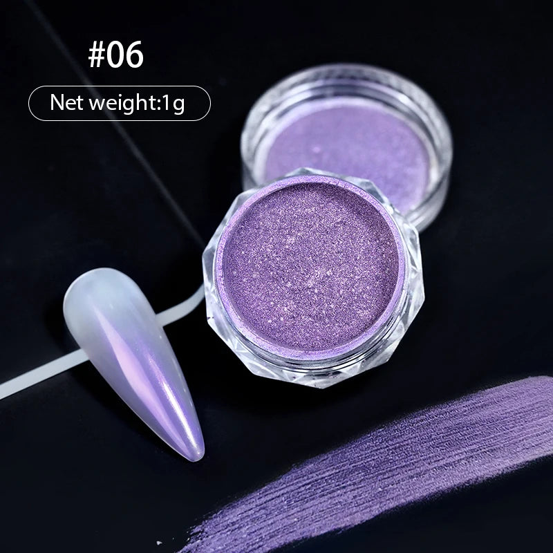 10g Gradient Pearl Nail Powder – Metallic Aurora Effect Glitter Dust for UV Gel Nail Art Decorations