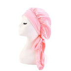 New Women’s Satin Sleeping Bonnet with Tie Bands – Adjustable Silky Cap for Curly Hair & Shower Use