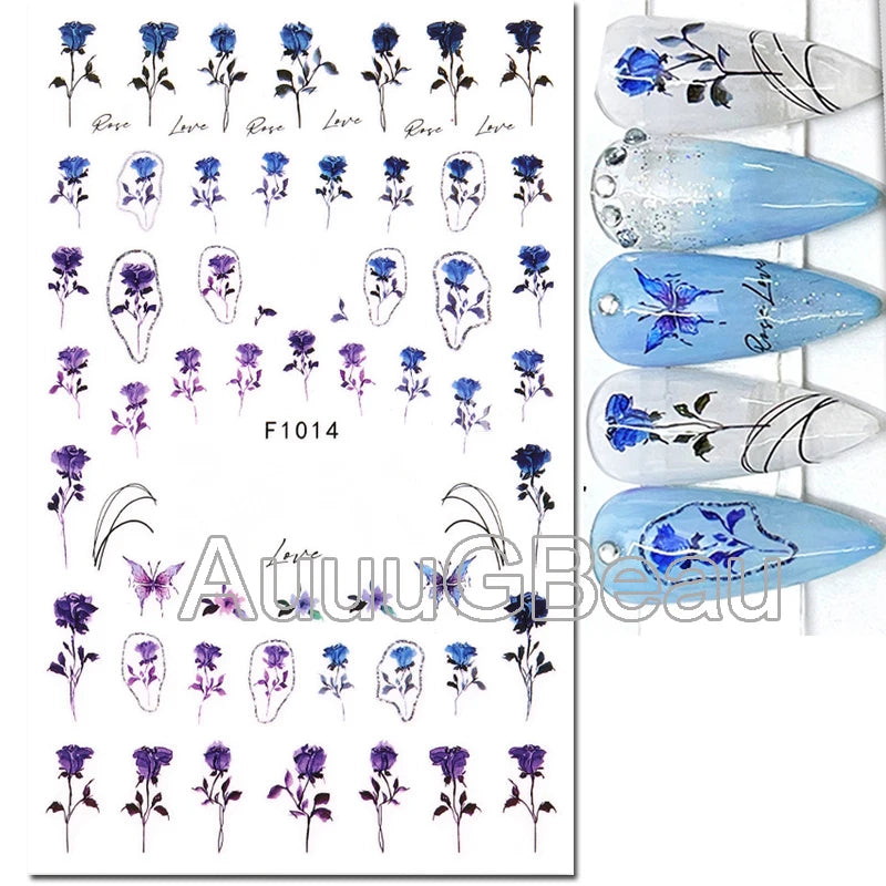 3D Floral & Butterfly Nail Art Stickers Decals