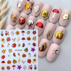 5D Metallic Autumn Nail Stickers – Leaves, Pumpkin & Fox Decals