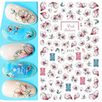 3D Butterfly & Flower Nail Art Stickers – Blue & Purple Decals for Manicure