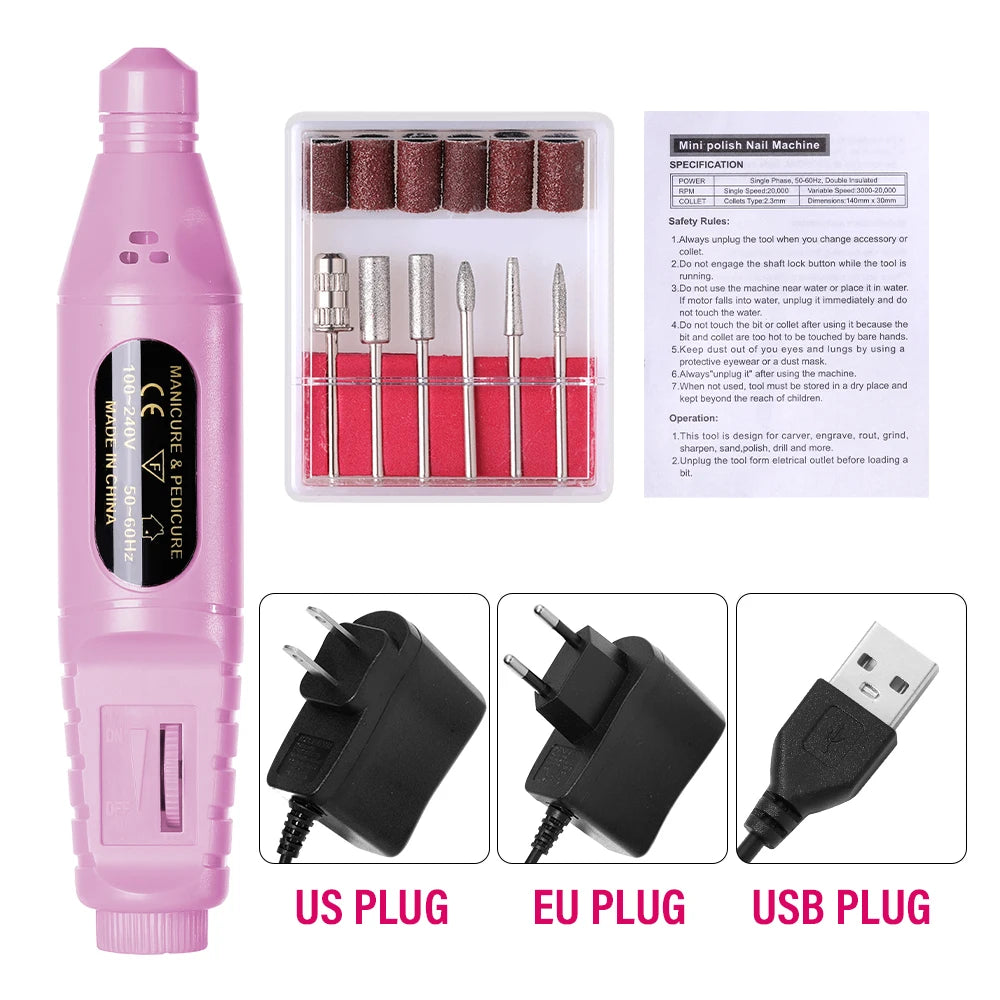 Electric Nail Drill Machine – Professional Manicure Milling Cutter & Nail Art Drill Pen for Salon Use